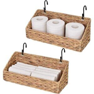 Woven Wall Baskets for Storage, Water Hyacinth Baskets for Shelf, Wall Storage